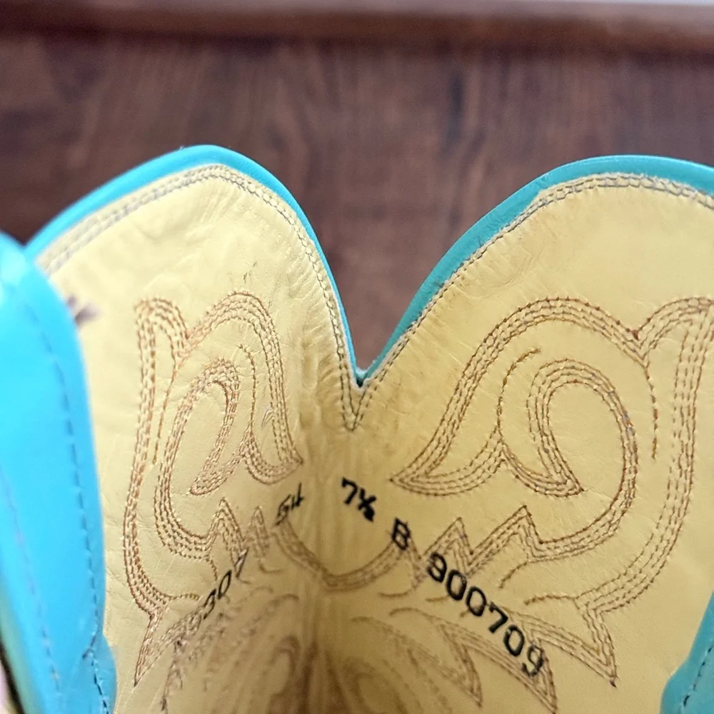 Turquoise Leather 1883 Lucchese Western Boots - Picture 6 of 11